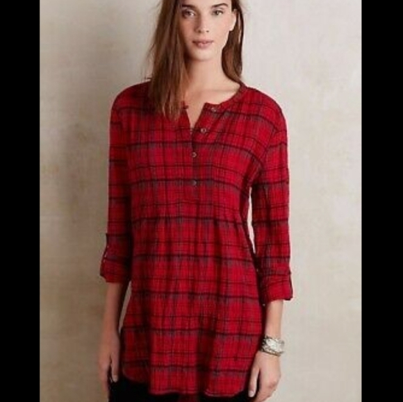 Anthropologie holding horses half penny plaid tunic - Picture 2 of 11